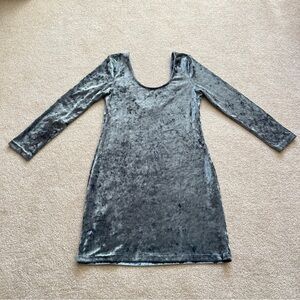 Vintage Y2K Blue Velvet Mini Dress, Low Back, Bodycon, Medium